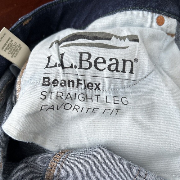 LL Bean Jeans Womens 16 Straight Leg Beanflex Favorite‎ Fit Dark Wash 34x30 - Picture 4 of 9